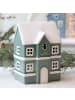 Chic Antique Lichthaus VERTE Grün CHAMONIX Haus für Teelicht 14 cm