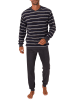 NORMANN Frottee Schlafanzug Bündchen Streifen langarm Pyjama - 51734 in navy