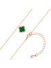 Lulu & Jane Halskette Kleeblatt aus Messing mit Zirkonia in gelbgold