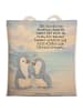 Mr. & Mrs. Panda Umhängetasche Pinguine trösten Design mit Spruch in Weiß