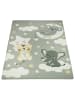 KADIMA DESIGN Kinderteppich waschmaschinenwaschbar Tiere auf Wolken Kinderzimmer in Grau
