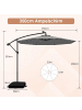 COSTWAY 350 cm Sonnenschirm mit Ständer & LED in Anthrazit