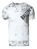 Rusty Neal V-Neck T-Shirt Verwaschen mit Seitlichem Logo Print in Weiß