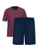 Ammann Schlafanzug Night & Home Cotton in Dunkelblau / rot