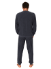 NORMANN Frottee langarm Schlafanzug Pyjama Bündchen - 81292 in blau