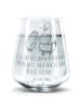 Mr. & Mrs. Panda Blümchentailglas Pinguin mit Kind mit Spruch in Transparent