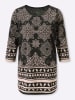 Sieh an! Longshirt in schwarz-beige-bedruckt