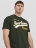 Jack & Jones 2-er Set Logo T-Shirt Kurzarm Shirt Übergröße JJELOGO in Grau-Grün