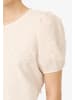 Adrianna Papell Kurzarmbluse Crew Neck Elbow Puff Sleeve Woven Shirt with 3d Flowers in weiß
