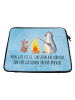 Mr. & Mrs. Panda Notebook Tasche Pinguin Lagerfeuer mit Spruch in Eisblau