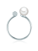 Valero Pearls Ring Sterling Silber Zirkonia Süßwasser-Zuchtperle in silber