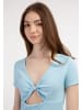 myMo Damen Minikleid Aus Rippstrick in Hellblau