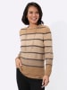 WITT WEIDEN Pullover in camel-steingrau-geringelt
