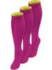 normani 3 Paar Kniestrümpfe mit farbig abgesetztem Bund Bi-Color in Magenta/Gelb