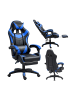 Wisam® Gaming Stuhl Drehbar Fußstütze Schwarz Blau