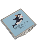 Mr. & Mrs. Panda Klappbarer Spiegel Orca Zylinder mit Spruch in Blau Pastell