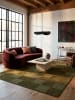 KADIMA DESIGN Teppich Wolle DEBEN Karo Wohnzimmer Modern Schachbrett Muster in Erdtöne-Grün