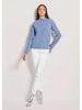 MADELEINE Kaschmir-Pullover mit Pointelle-Muster in stahlblau
