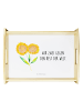 Mr. & Mrs. Panda tablett holz Blume Sonnenblume mit Spruch in Weiß