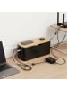 relaxdays Kabelbox in Natur/ Schwarz - (B)34 x (H)14,5 x (T)13,5 cm