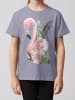 wat? Apparel T-Shirt Flamingo mit Blumen in Lavender