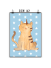 Mr. & Mrs. Panda Poster Einhorn Katze ohne Spruch in Blau Pastell