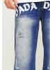 DADA Loose Denim Jeans mit Frontlogo und Destroyed Look in Blau