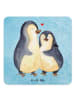Mr. & Mrs. Panda Untersetzer für Gläser Pinguin umarmen ohne Spruch in Eisblau