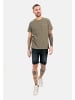 Camel Active Kurzarm T-Shirt aus Baumwoll-Leinen-Mix in Khaki