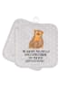 Mr. & Mrs. Panda Potholder Affe mit Spruch in Grau Pastell