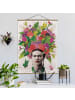 WALLART Stoffbild mit Posterleisten - Frida Kahlo - Blumenportrait in Rot