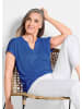 GOLDNER Luftiges Basicshirt mit V-Ausschnitt in royalblau