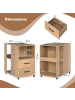 COSTWAY Beistelltisch mit Rollen 60 x 40 x 65,5 cm in Hellbraun