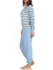 NORMANN Frottee Pyjama Schlafanzug Bündchen Streifen - 49928 in hellblau