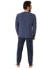 NORMANN Frottee Schlafanzug Bündchen Streifen - 67678 in blau