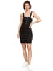 Arizona-Shopping Denim Jeans Latz Kleid Cocktail Mini Rock in Schwarz