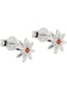 Gallay Ohrstecker Ohrring 6mm Blume glänzend mit Zirkonia rot-orange Silber 925 in silber