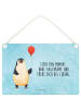 Mr. & Mrs. Panda Deko Schild Pinguin Luftballon mit Spruch in Eisblau