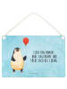 Mr. & Mrs. Panda Schild Pinguin Luftballon mit Spruch in Eisblau