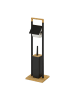 relaxdays WC Garnitur in Schwarz/ Natur - (B)28 x (H)76,5 x (T)18 cm