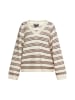 DreiMaster Damen Strickpullover in Wollweiss Dunkelrot