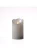 MARELIDA LED Kerze Twinkle Echtwachs bewegte Flamme D: 7,5cm H: 12,5cm in silber