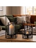 relaxdays 2x Windlicht in Transparent/ Schwarz