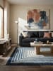 KADIMA DESIGN Wollteppich Handgewebt FROND Geometrisch Naturfaser Wohnzimmer in Blau