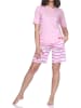 NORMANN Kurzarm Schlafanzug Shorty Pyjama Katzen Optik Übergrößen in rosa