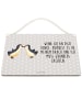 Mr. & Mrs. Panda Holzschild Pinguine Kuss mit Spruch in Grau Pastell