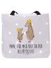 Mr. & Mrs. Panda Tasche Bären mit Hut mit Spruch in Grau Pastell
