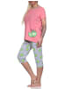 NORMANN Schlafanzug kurzarm Pyjama Capri Pyjamahose Kiwi print - 86375 in pink