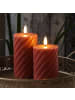 MARELIDA LED Kerze TWIST Echtwachs gedreht flackernd H: 15cm in altrosa