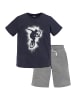 Kidsworld Shirt & Shorts in dunkelblau , grau melange
